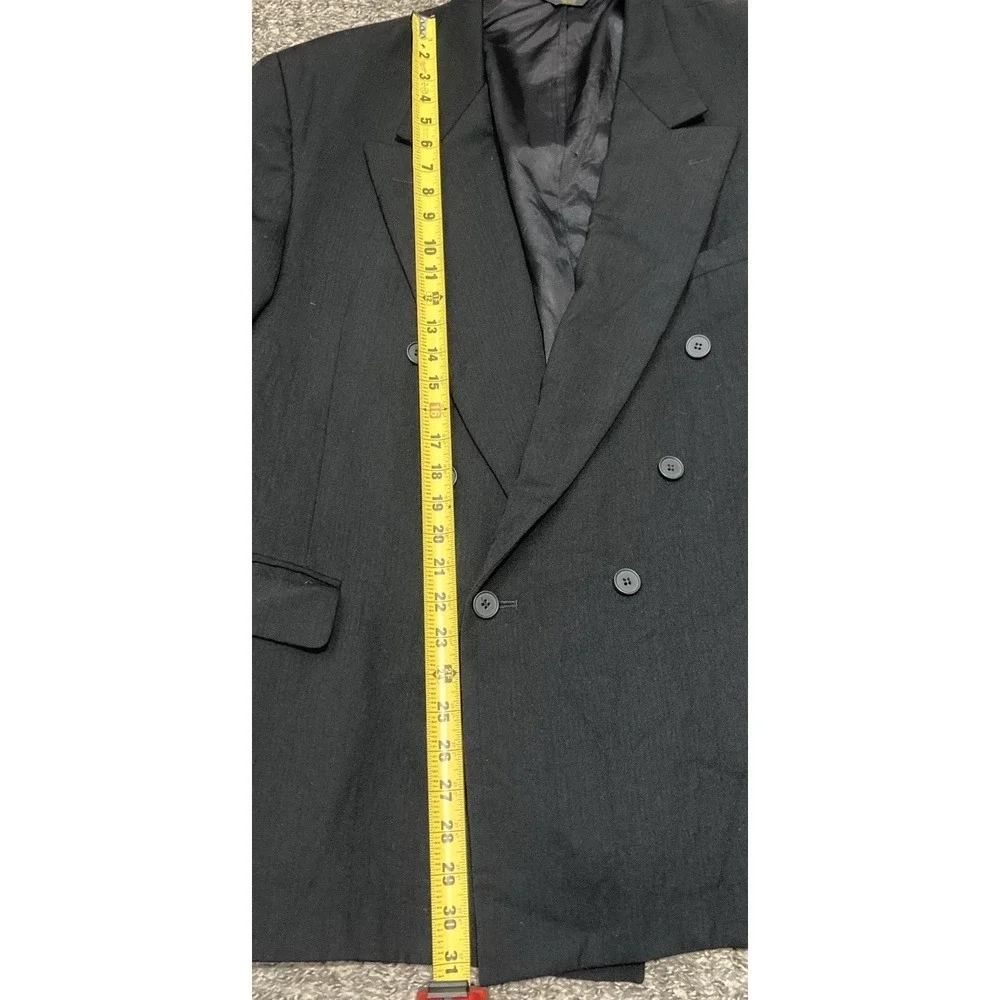 Vintage Bellini Uomo Mens 48R Black Double Breasted Wool Blazer Sport Coat